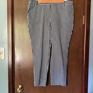 J. Crew Gingham Check Cropped Pants 18 Navy Blue White Capri Pant Peddle Pusher